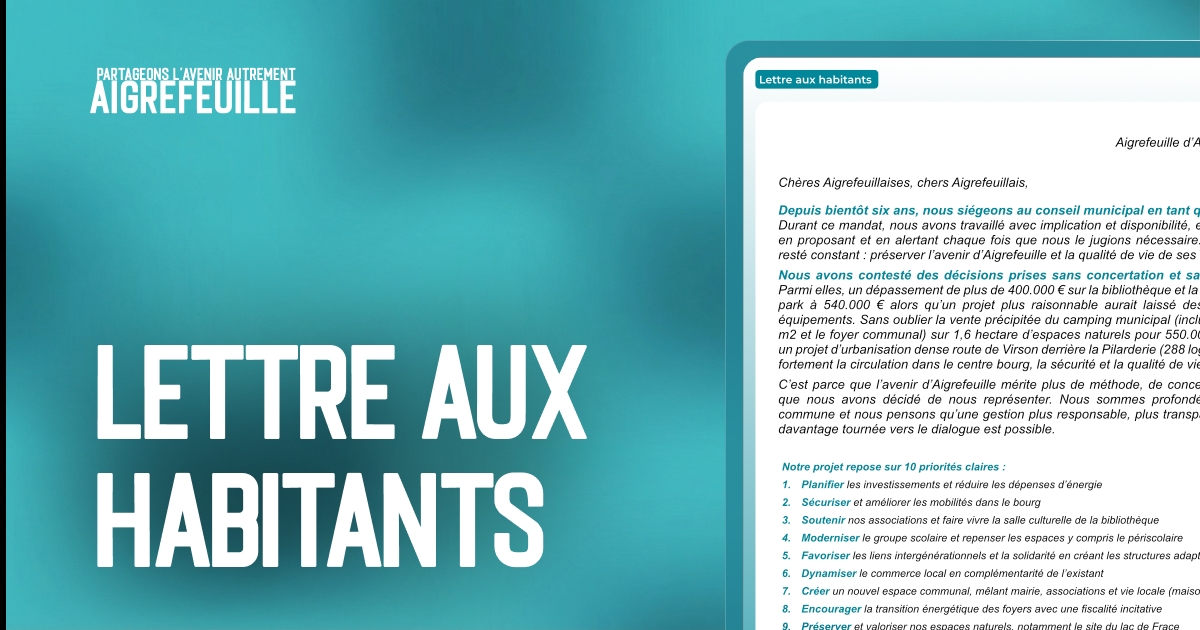 Lettre aux habitants